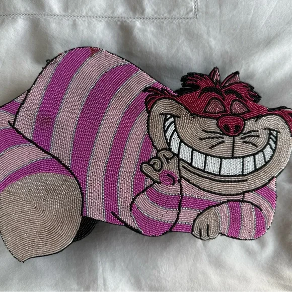 SUPER RARE LE Vintage Olympia Le-Tan x Disney Cheshire Cat Beaded Clutch Bag - Picture 2 of 7